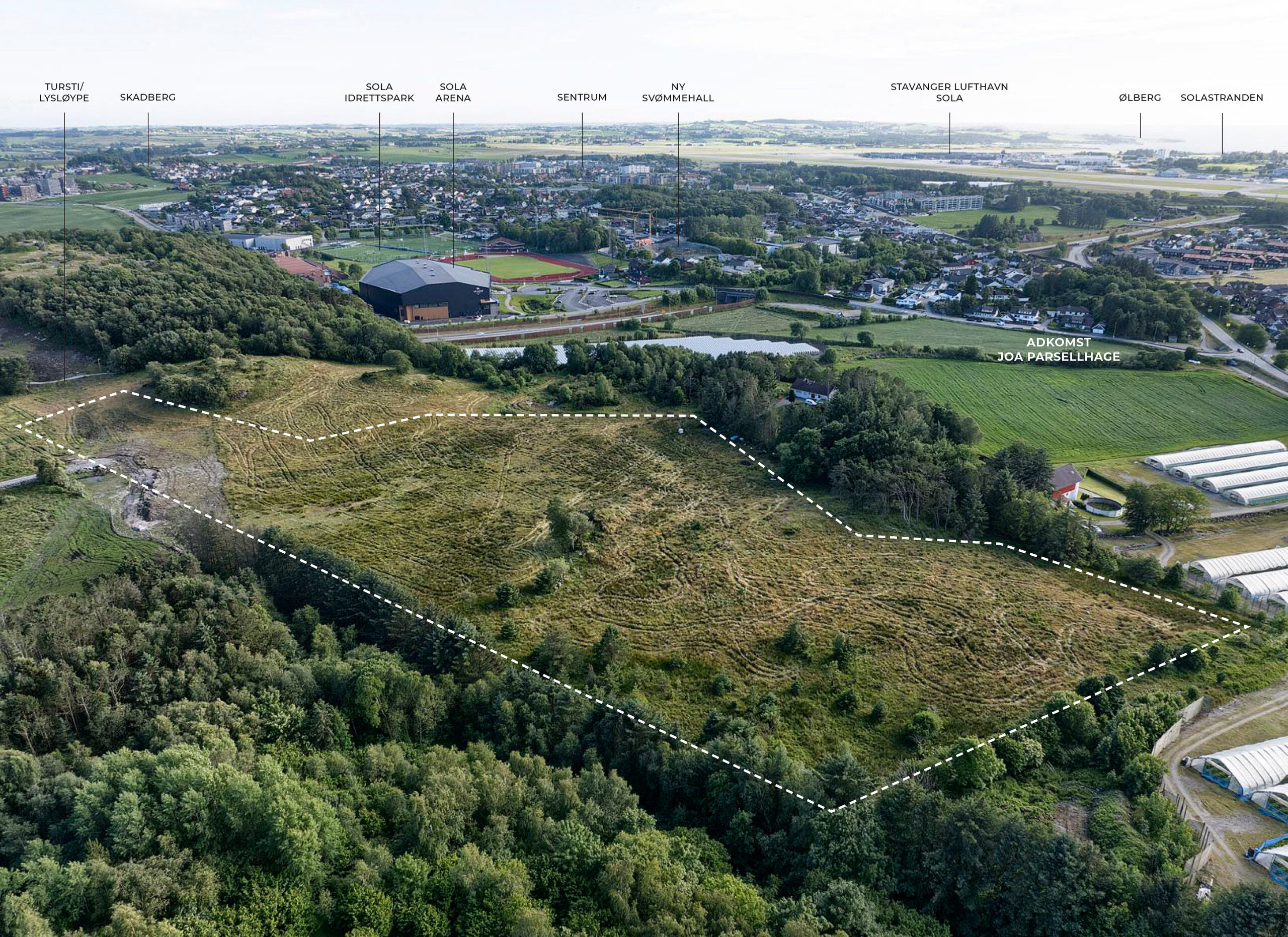 Joa og landskapet rundt sett fra luften